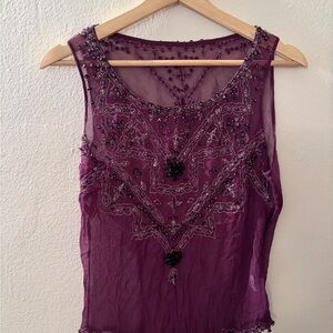 Embellished Purple Sleeveless Top